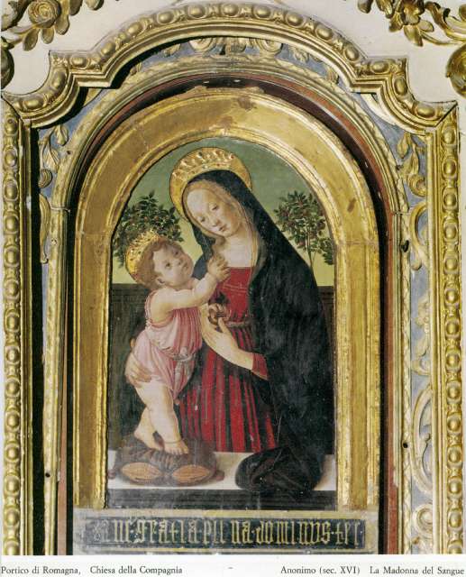 Anonimo — Portico di Romagna, Chiesa della Compagnia. Anonimo (sec. XVI) La Madonna del Sangue — insieme